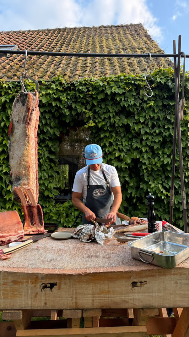Nico cutting meat